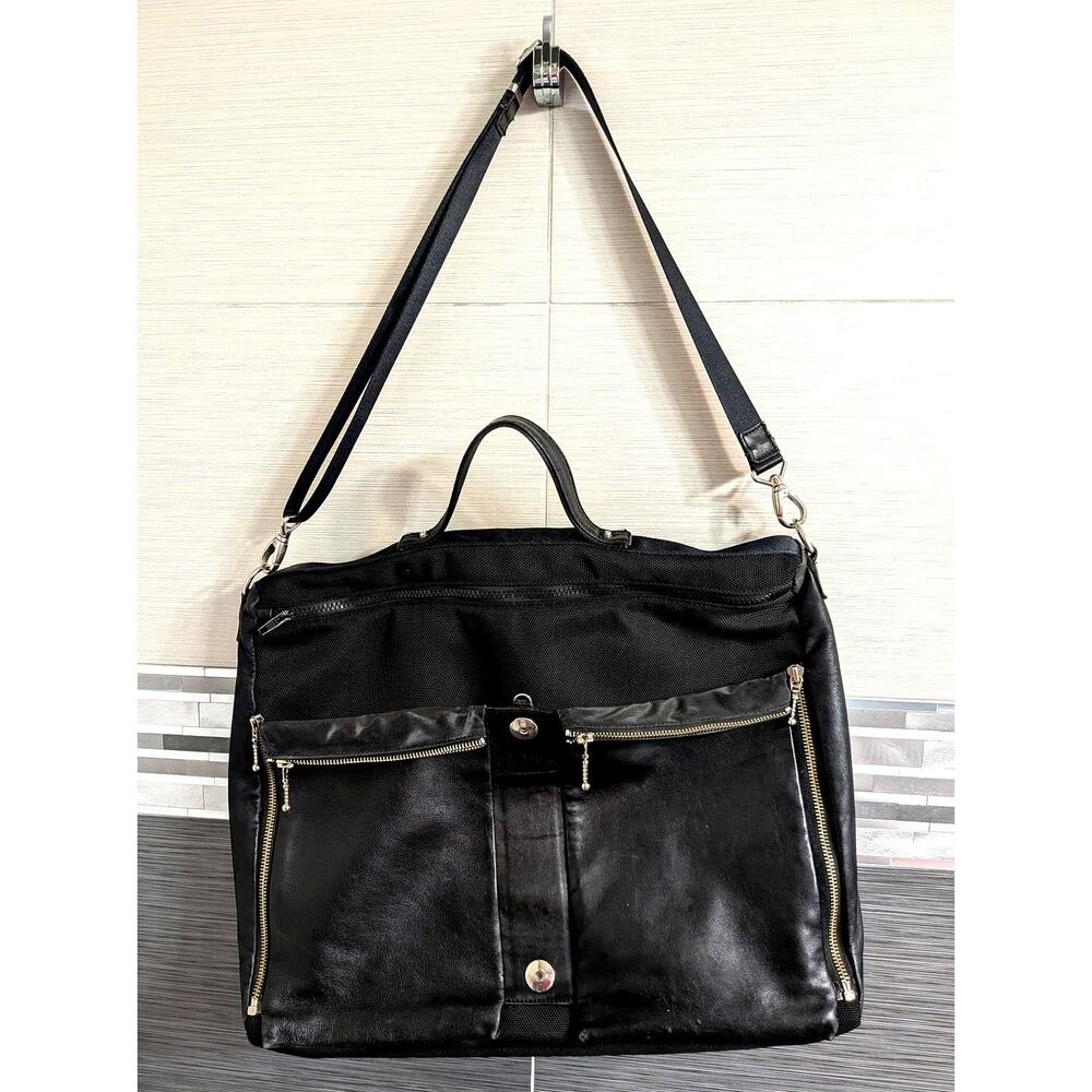 Cole Haan Canva Leather Black Messenger Bag Briefcase Laptop